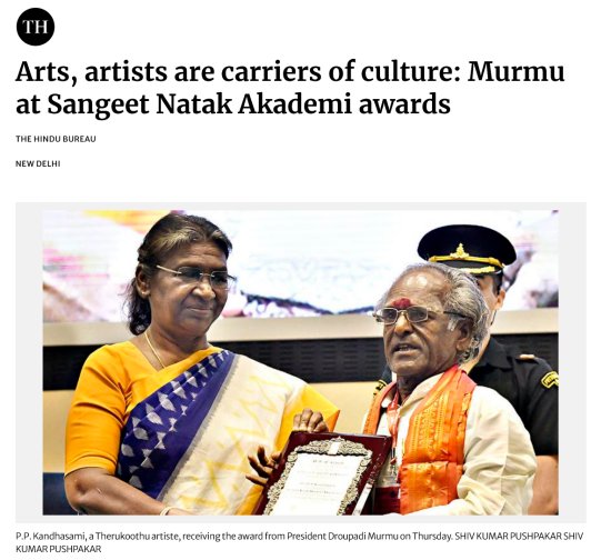 Arts, artists are carriers of culture: Murmu at Sangeet Natak Akademi awards