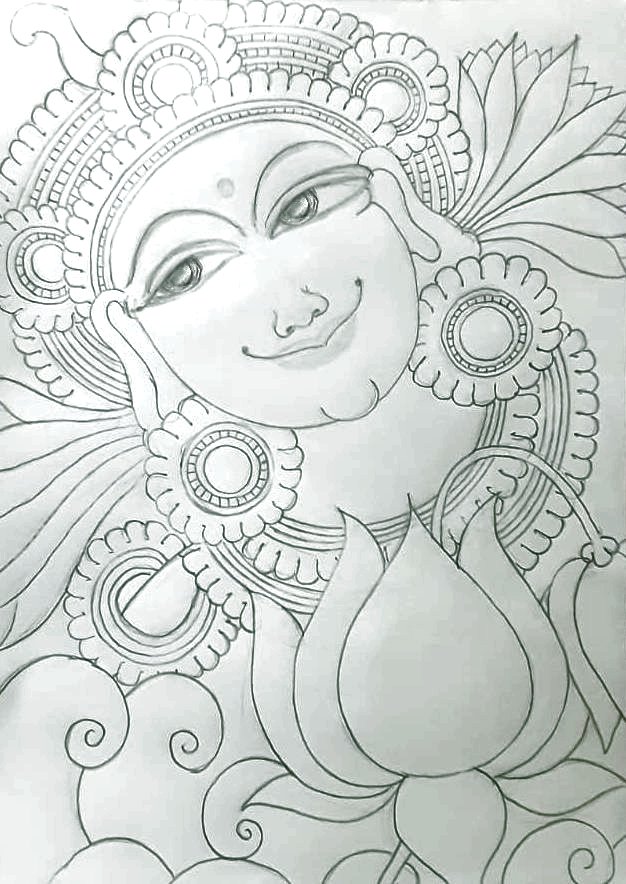 learning to draw Kerala mural