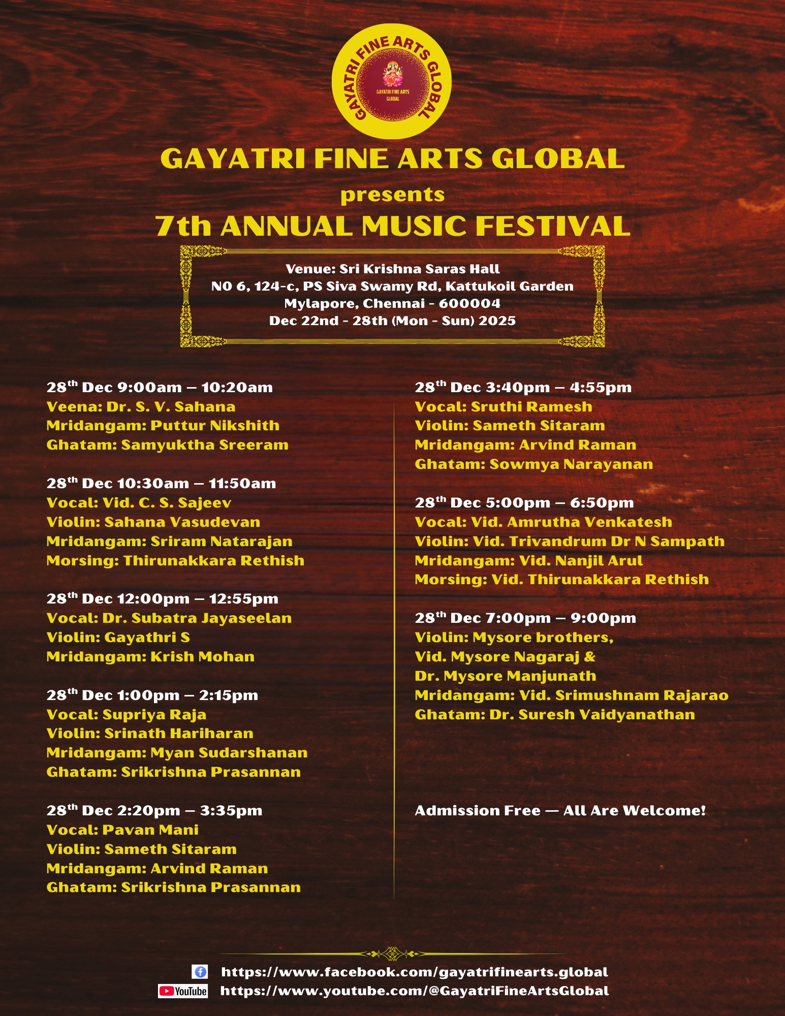 Gayatri Fine Arts and Gayatri Fine Arts Global - 7th Annual Music Festival